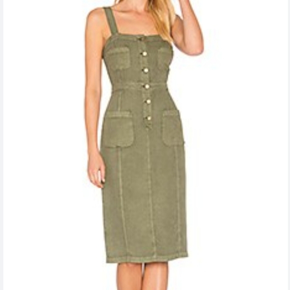 Khaki Green Apron/Jumper Dress by Avec Les Filles Revolve - Picture 1 of 6